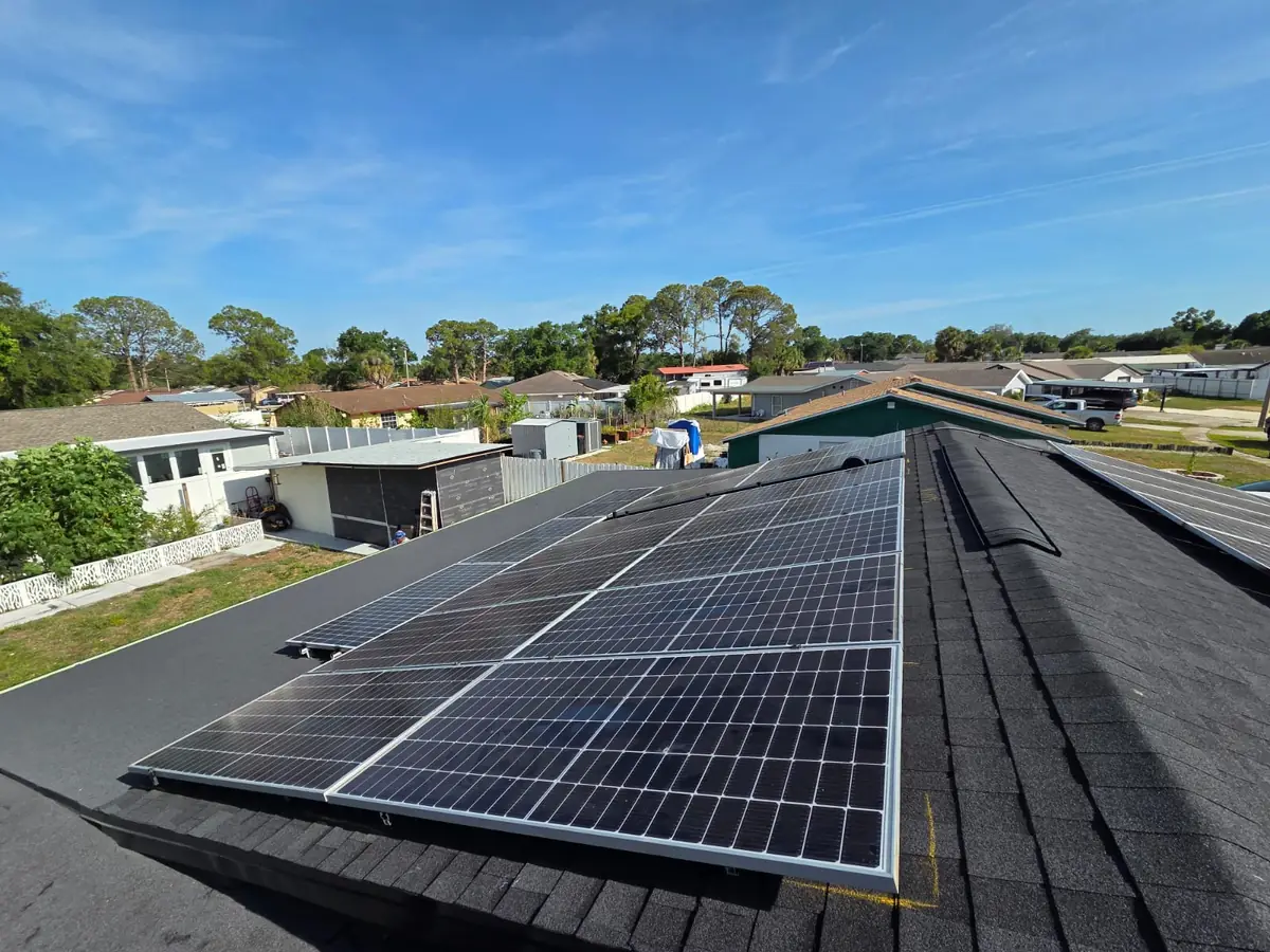 Solar panels reinstalled and reconnected on the new roof